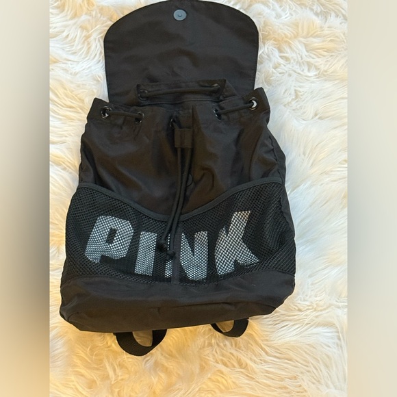 PINK drawstring  recycled taffeta mini backpack